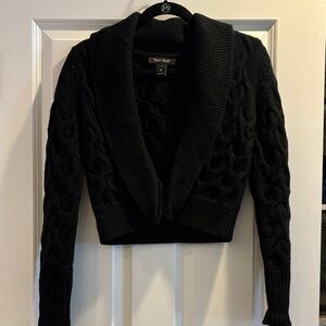 White House Black Market  Black and silver Cable Knit Cardigan